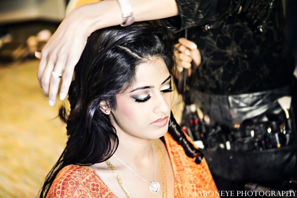 indian wedding bride getting ready ceremony hair makeup