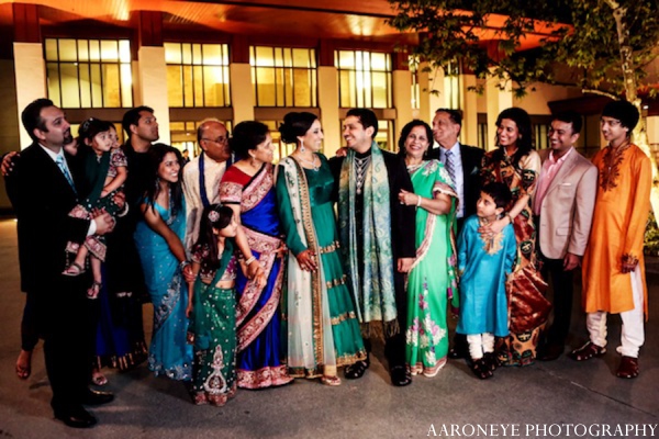 The Sikh bride and groom celebrate their traditional sangeet with friends and family.