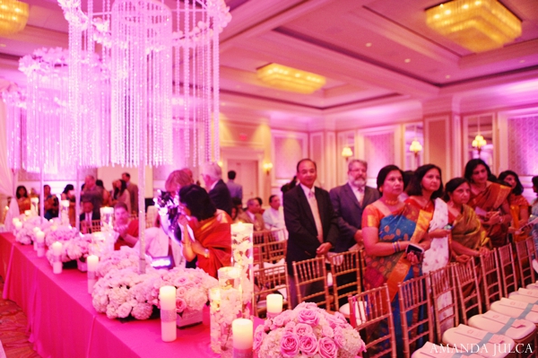 indian wedding reception floral lighting