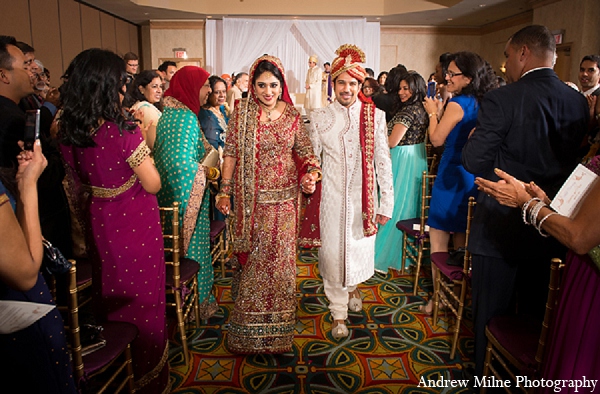 This bride and groom wed in style with opulent decor, tons of treats, and chic wedding garb. They choose various color palettes including bright and bold colors for the sangeet and a more traditional approach to the wedding.