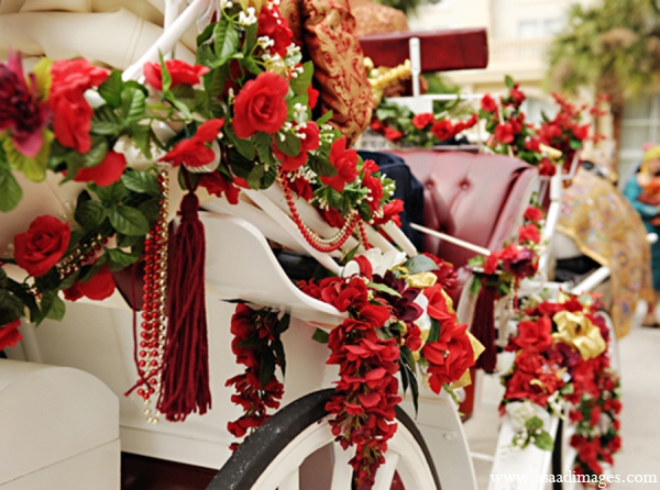 The carriage that will take the groom to the venue.