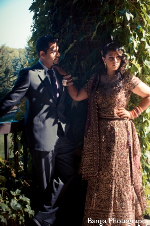 The Indian bride and groom are photographed together