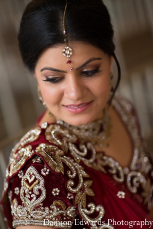indian wedding bridal portrait lengha tikka