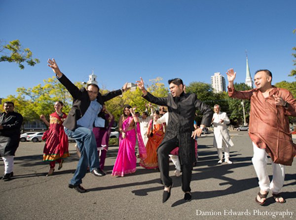 indian wedding baraat dancing guests