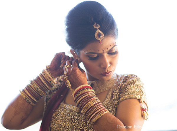 indian wedding bride getting ready jewelry