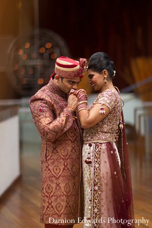 indian wedding bride groom portrait first look