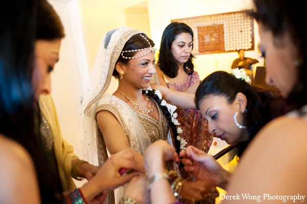 indian wedding bride getting ready hair