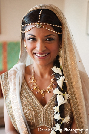 Indian wedding bride hair makeup white lengha jewelry | Photo 12058