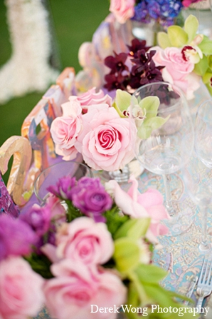 indian wedding reception decor floral pastels roses