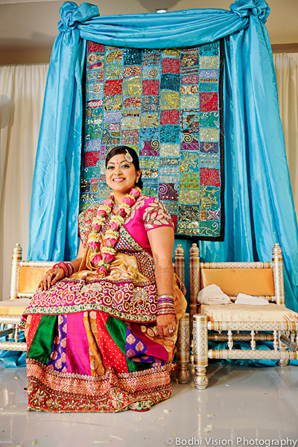 indian wedding bride blue pink