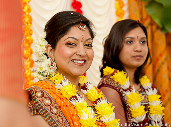 indian wedding tradition bride yellow orange