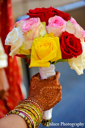 An Indian wedding takes place in the city of San Francisco. The bride and groom wed in a traditional Hindu ceremony and have a reception in an elegant ballroom.