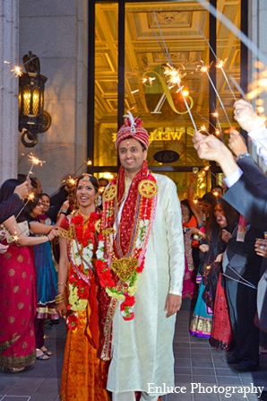 indian wedding ceremony bride groom sparklers