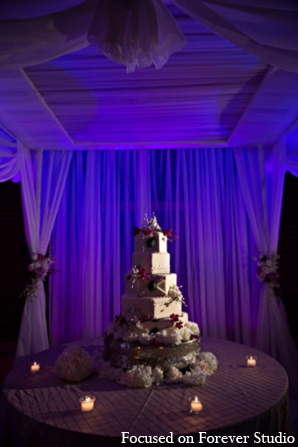 indian wedding reception lighting cake