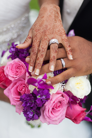 indian wedding bride bouquet rings