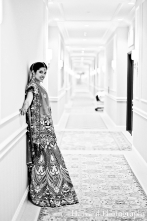 indian wedding bridal black and white portrait