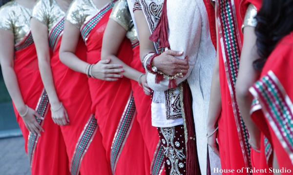 indian wedding bride groom lenghas bridesmaids