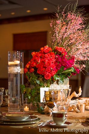 indian wedding table floral arrangment