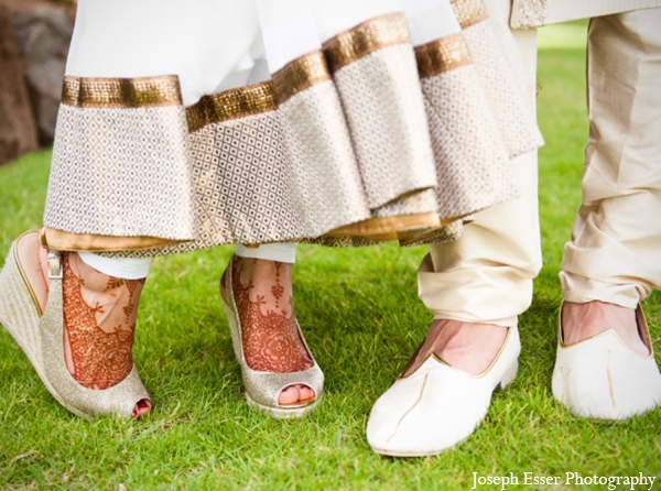 indian wedding outdoor bride groom shoes