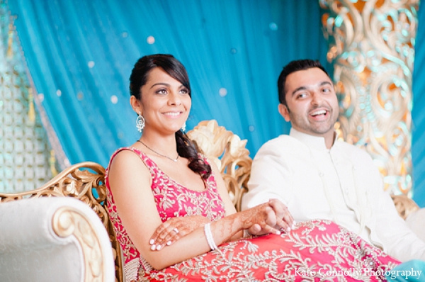 indian wedding bride groom reception pink lengha