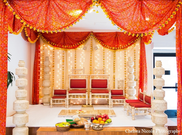 indian wedding mandap decor red white gold