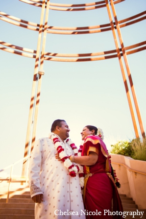 indian wedding portrait photography red gold bride groom
