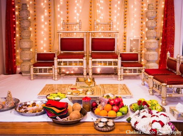 indian wedding tradition mandap decor red gold white