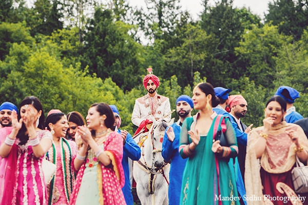An Punjabi bride and groom wed in a traditional Sikh ceremony. Their wedding festivities also include a maiya and doli.