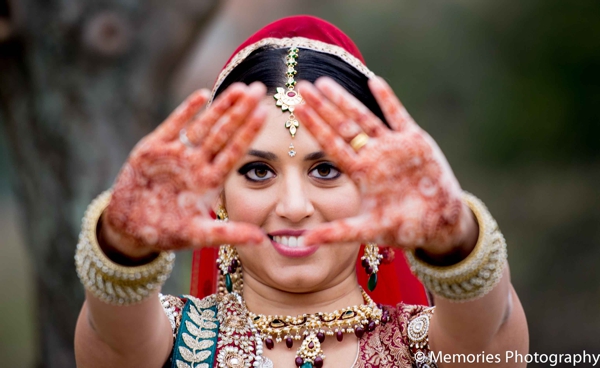 A portrait of the Indian bride and her henna.