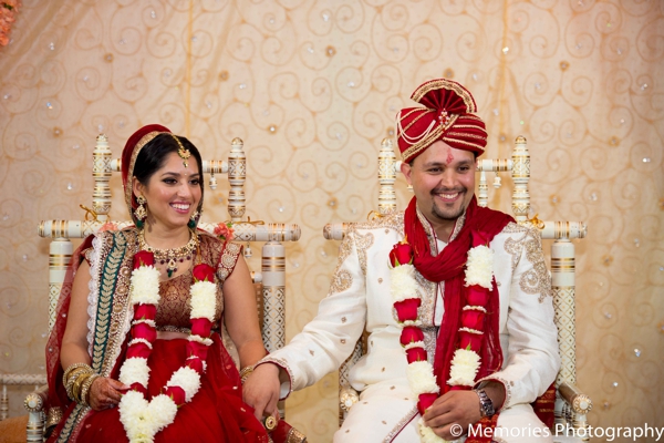 The bride and groom perform traditional customs and rituals at their Indian wedding ceremony.