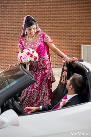 indian wedding bride groom reception car
