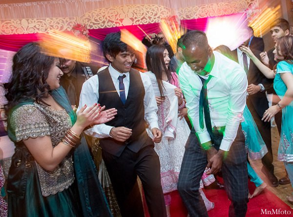 indian wedding guests reception dancing