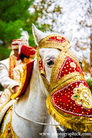 The bride and groom participate in many Hindu customs and traditions during the Indian wedding ceremony.