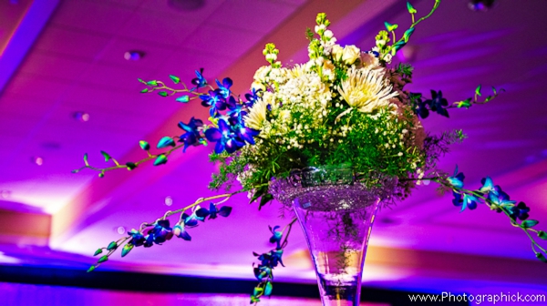indian-wedding-reception-purple-lighting-tall-floral