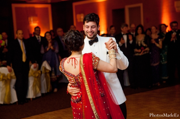 indian wedding reception bride groom dancing
