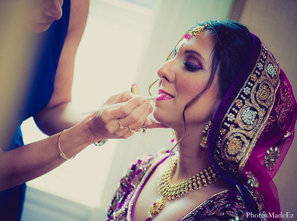 indian wedding bride getting ready