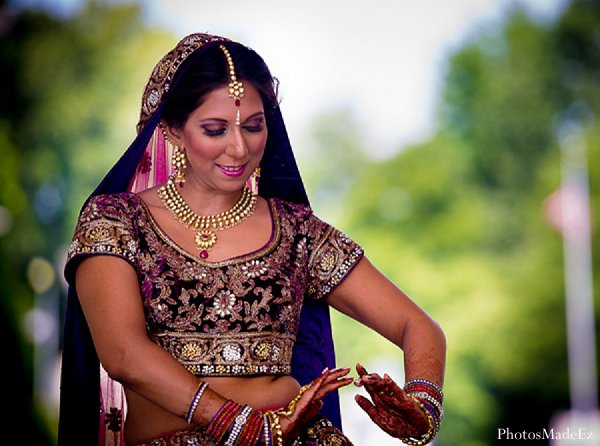 indian wedding bride lengha violet