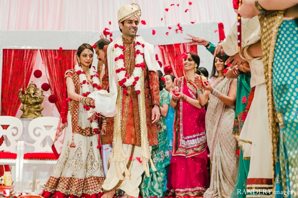 An Indian wedding ceremony where traditional rituals and customs are performed by the bride and groom.