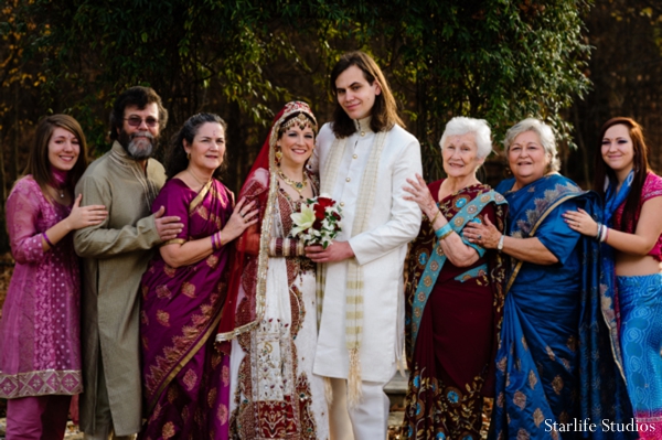 indian wedding groom bride family portrait