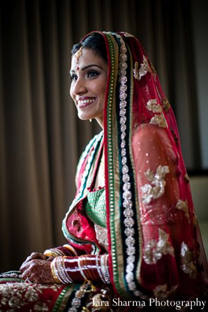 indian wedding bride lengha dupatta ruby