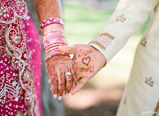 indian-wedding-couple-portrait-henna-holding-hands