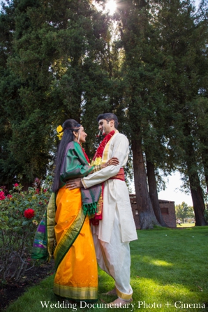 indian wedding portrait bride groom traditional garden