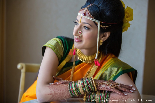 indian wedding portrait bride tikka bangles mehndi