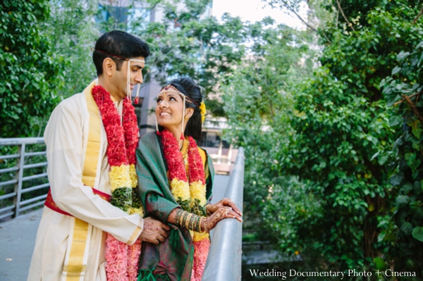 indian wedding portrait garden bride groom
