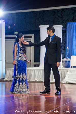 indian wedding reception groom bride dancing