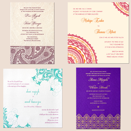 Indian wedding, bridal dress style invitations copy