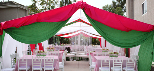 Indian wedding pink and green mehndi tent, decor idea 5