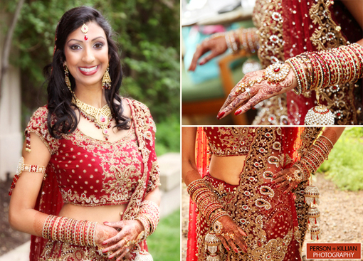 Indian wedding, traditional red modern indian bride