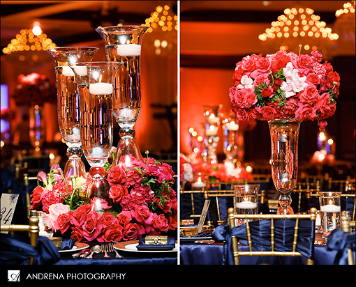 Navy and coral reception details 1