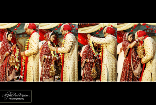 Indian bride and groom, jai mala
